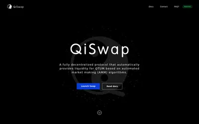 Website screenshot of QiSwap (2026-05-22)
