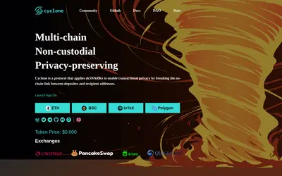 Website screenshot of Cyclone Protocol (2026-05-21)