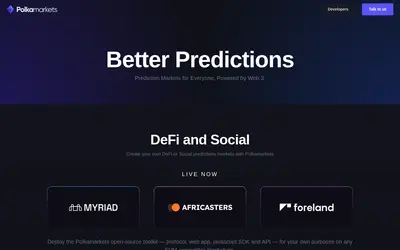 Website screenshot of Polkamarkets (2026-05-21)