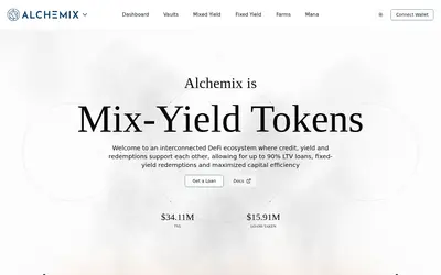 Website screenshot of Alchemix USD (2026-04-25)