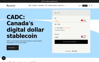 Website screenshot of CAD Coin (2026-05-23)