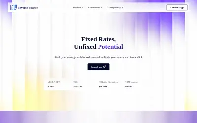Website screenshot of Inverse Finance (2026-05-23)
