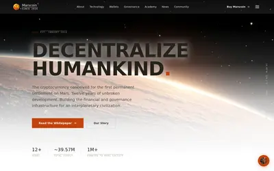 Website screenshot of Marscoin (2026-04-26)