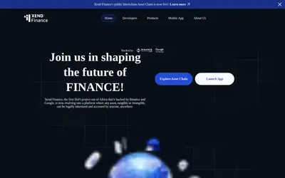 Website screenshot of Xend Finance (2026-04-21)