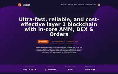 Website screenshot of Minter Hub (2026-04-26)