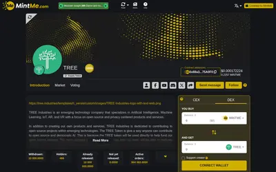 Website screenshot of TREE Token (2026-04-25)