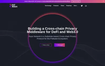 Website screenshot of Raze Network (2026-05-19)