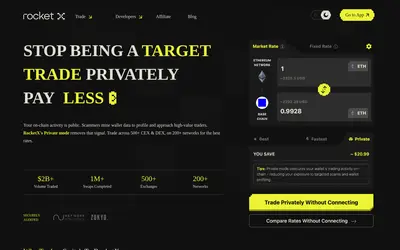 Website screenshot of RocketX (2026-05-20)