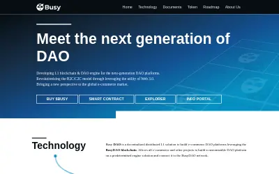 Website screenshot of Busy DAO (2026-05-23)
