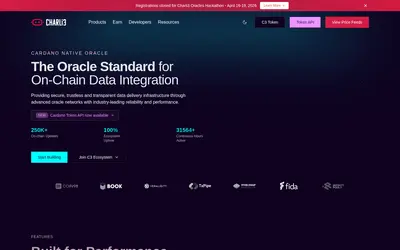Website screenshot of Charli3 (2026-05-21)