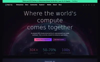 Website screenshot of Theta Network (2026-05-29)