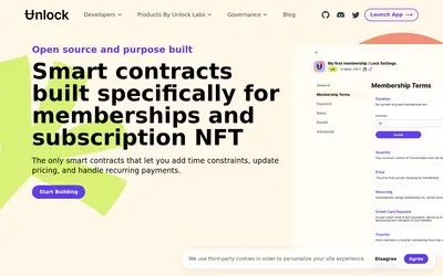 Website screenshot of Unlock Protocol (2026-04-25)