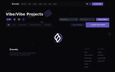 Website screenshot of Seedify.fund (2026-05-19)