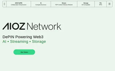 Website screenshot of AIOZ Network (2026-05-22)