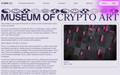 Website screenshot of Museum of Crypto Art (2026-04-26)