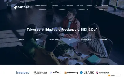 Website screenshot of Zoe Cash (2026-05-23)