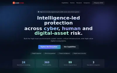 Website screenshot of Exohood (2026-05-23)
