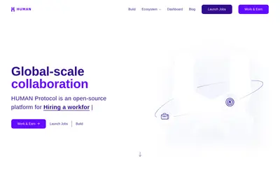 Website screenshot of HUMAN Protocol (2026-04-26)