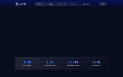 Website screenshot of Matrix AI Network (2026-04-26)