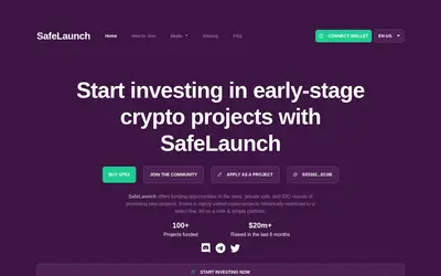 Website screenshot of SafeLaunch (2026-04-25)