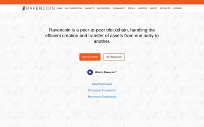 Website screenshot of Ravencoin (2026-04-25)