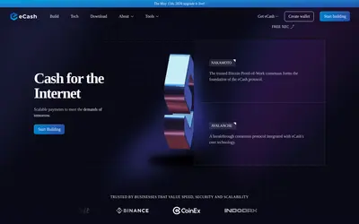 Website screenshot of eCash (2026-05-20)