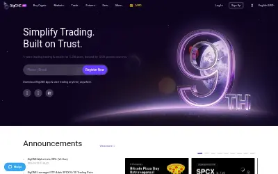 Website screenshot of BigONE Token (2026-05-23)