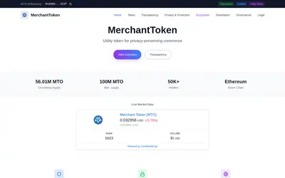 Website screenshot of Merchant Token (2026-05-20)