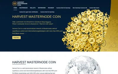 Website screenshot of Harvest Masternode Coin (2026-04-21)