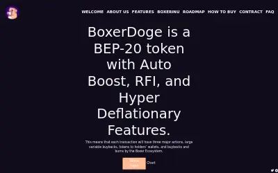 Website screenshot of BoxerDOGE (2026-05-24)