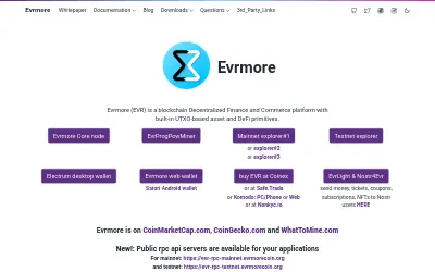 Website screenshot of Evrmore (2026-05-24)