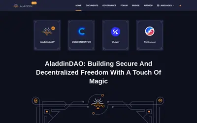 Website screenshot of Aladdin DAO (2026-05-22)
