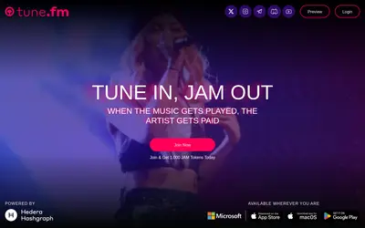 Website screenshot of Tune.Fm (2026-05-22)