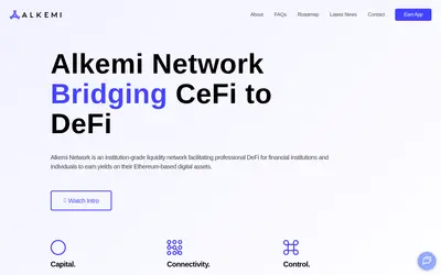 Website screenshot of Alkemi Network DAO Token (2026-04-25)