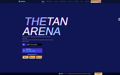 Website screenshot of Thetan Arena (2026-05-24)