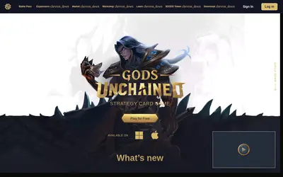 Website screenshot of Gods Unchained (2026-05-20)