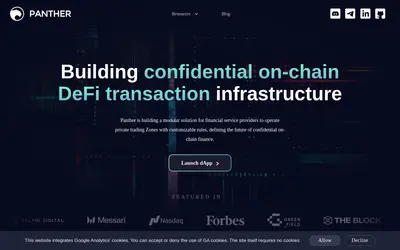 Website screenshot of Panther Protocol (2026-05-20)