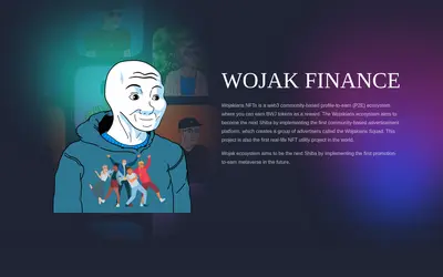Website screenshot of Wojak Finance (2026-05-20)