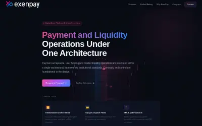 Website screenshot of ExenPay (2026-05-30)