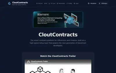 Website screenshot of CloutContracts (2026-04-26)