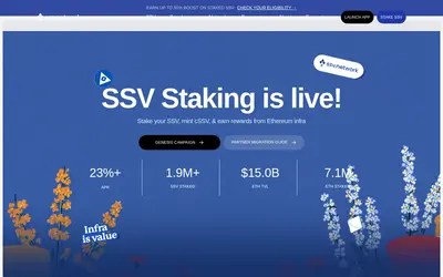 Website screenshot of ssv.network (2026-05-20)