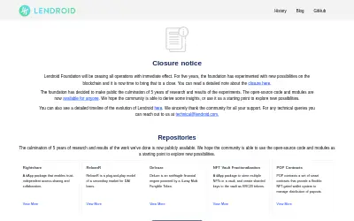 Website screenshot of Lendroid Support Token (2026-05-23)
