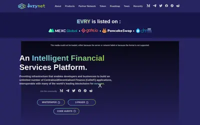 Website screenshot of Evrynet (2026-04-25)