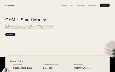 Website screenshot of Staked Olympus (2026-05-22)