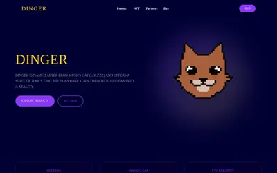 Website screenshot of Dinger Token (2026-05-20)