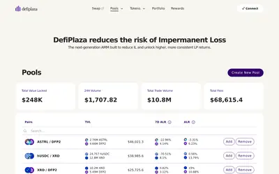 Website screenshot of DefiPlaza (2026-05-20)