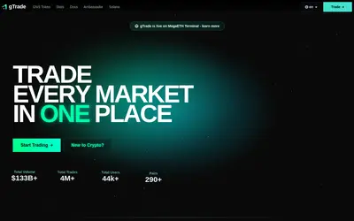 Website screenshot of Gains Network (2026-05-21)
