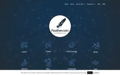 Website screenshot of Feathercoin (2026-06-24)