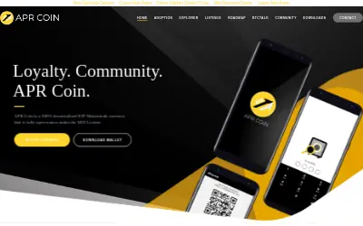 Website screenshot of APR Coin (2026-05-23)