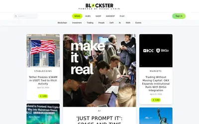 Website screenshot of Blockster (2026-04-25)